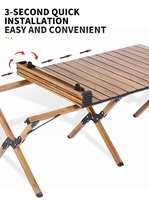 Table pliante moderne légère et portable personnalisée avec structure en acier carbone robuste, 4 places, noir/kaki, pour pique-nique en plein air