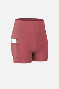 Custom Wholesale Women High Waist Yoga Shorts Solid Pattern <b>Tummy</b> <b>Control</b> Fitness Workout Sports Shorts - Product Image 4