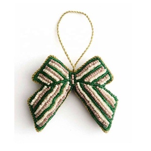 Beaded Bow Keychain Ribbon <b>Charm</b> Hold to Keys or <b>Bag</b> <b>Charm</b> Embroidery Beaded for Birthday Anniversary Gifted Keychain for Her - Product Image 1