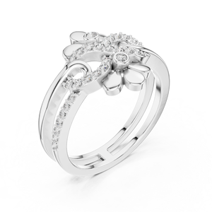 TWIN FLORAL <b>INFINITY</b> LAB GROWN DIAMOND RING SET 18KT <b>ROSE</b> GOLD RHODIUM PLATED MINIMALIST ENGAGEMENT PARTY WEDDING DAILY USE for - Product Image 5