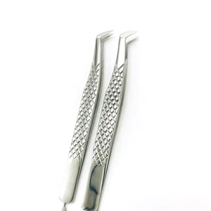 Pinzas Curvas de Acero Inoxidable para Cejas con Agarre de Diamante, Puntas Puntiagudas Duraderas, Estilo Moderno - Product Image 2