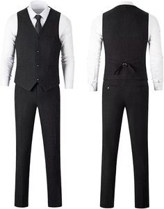 Trajes de Hombre Negros Lisos de Corte Slim Fit, 3 Piezas, Ropa de Moda Casual para Boda, Elegante Traje de Novio, Pantalón, Chaqueta, Blazer, Traje de Oficina, Servicios OEM - Product Image 3
