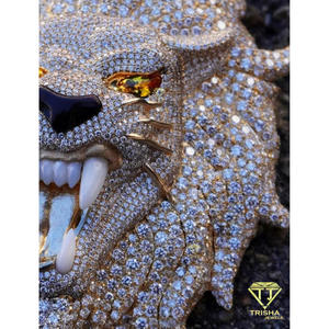 Luxury Hip Hop Animal Head Pendant Lab Grown Diamond Bling Necklace Jewelry Piece For Men Women - Product Image 3