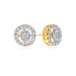 Pendientes de Diamantes Redondos Clásicos con Incrustaciones de Diamantes Esféricos, Chapados en Oro de 18K, Joyería de Boda para Mujer - Product Image 2
