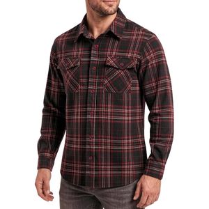 Camisa de Hombre a Cuadros Clásica Color Vino Tinto, Personalizada, de Alta Calidad, Algodón Grueso, Cuello Plegable, Mangas Largas, Corte Holgado - Product Image 3