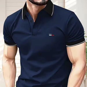 เสื้อโปโลผู้ชายพรีเมียม สีพื้น แขนสั้น ทรงเข้ารูป ระบายอากาศดี เหมาะสำหรับฤดูร้อน แฟชั่นลำลอง เสื้อกอล์ฟ รับผลิตแบบ OEM ขายส่ง - Product Image 1
