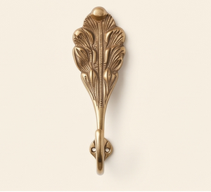Antique Brass Wall <b>Hook</b> With Plant Pattern Design Minimalist Style For Clothing Storage Home Decorative Accents - Product Image 1