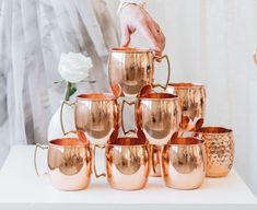 Copper mule beverage mug set for rooftop skyline cocktails hammered finish metal cups durable reusable party mugs - Product Image 3