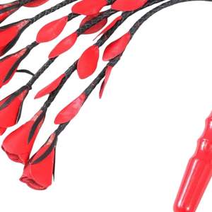 Sheep Skin <b>Flogger</b> with Steel Buckle Braided Grip and Medium Intensity Falls - Product Image 6