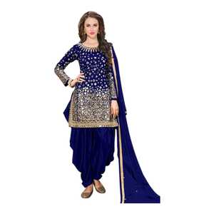 Beautiful Punjabi Anarkali <b>Dresses</b> Sequin Work Custom Size Color Traditional Women Wear Indian and Pakistani Clothing Sets - Product Image 1
