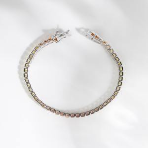 Bracelet tennis en moissanite taille princesse jaune et orange en argent 925, bijoux personnalisés à bas prix - Product Image 4