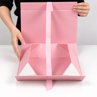 Boîte pliante à couvercle rabattable en gros, emballage cadeau couleur unie avec nœud