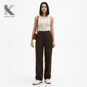 <b>Women</b> Brown Stretch Pants Cotton Nylon Spandex Canvas 290GSM <b>Lightweight</b> <b>Trousers</b> OEM ODM Wholesale Supplier Apparel Manufacture - Product Image 4