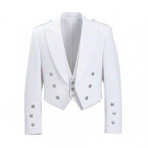 Veste Prince Charlie blanche pour homme avec boutons argentés, manteau de mariage formel, vente en gros d'usine 2026 - Product Image 1