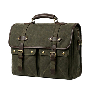Maletín Vintage de Lona con Detalles en Cuero, Unisex, Estilo Clásico, Cierre de Cremallera Resistente, Personalizable, para Almacenamiento Profesional de Fotografía - Product Image 3