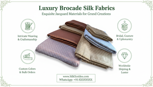 Tissu de soie brocart de luxe en gros, matériau jacquard en soie de mûrier pour robe de mariée, tissu floral Banarasi pour ameublement domestique - Product Image 6