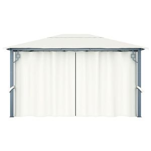 Cream Aluminum 157.5"x118.1" <b>Gazebo</b> with <b>Curtain</b> Pavilion or Pergola Style - Product Image 6