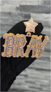 Colgante Personalizado con Nombre en Moissanita VVS, Chapado en Oro sobre Plata 925, Joyería Hip Hop - Product Image 4