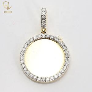 New Design VVS Moissanite Diamond Solid 10k Yellow Gold Fine Jewelry HipHop Style Illusion Diamond <b>Memory</b> Pendant - Product Image 2