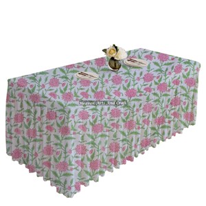 Customized Block Printed Hand Block Printed Cotton Fabric <b>Rectangle</b> Table Cover Assortment Of Design - Product Image 5