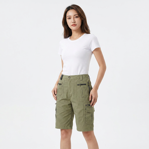 Shorts pour hommes 100% coton, taille mi-haute, multi-poches, respirants, décontractés, style Bermuda - Product Image 2