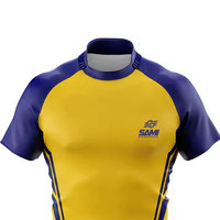 Jersey Rugby OEM Grosir Kualitas Premium Bernapas Cepat Kering Lengan Pendek 100% Poliester Desain Logo Kustom untuk Dewasa