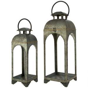 Juego de Faroles de Metal Galvanizado de Calidad Creativa, Portavelas con Asa, Estilo Rústico Vintage, para Interiores y Exteriores, para Mesa o Colgar - Product Image 1