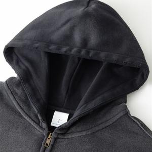 Sudadera con capucha roja para hombre, con cremallera, 100% algodón, felpa francesa, diseño transpirable, estilo oversize, informal. - Product Image 4