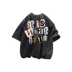 <b>Men's</b> Graphic Tees <b>Funny</b> Letter Print Vintage Oversize <b>T</b> <b>Shirts</b> Acid Wash <b>Shirt</b> Streetwear Rapper Casual Tee Top - Product Image 1