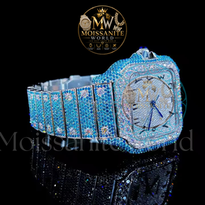 Reloj de Lujo con Moissanita, Unisex, Esfera Completamente Adornada, con Fecha y Agujas - Product Image 4