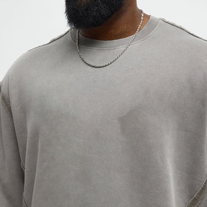 Sudadera de Hombre al por Mayor, 100% Algodón, Cuello Redondo, Felpa Francesa, con Logotipo Personalizado, Estilo Vintage, Lavado Ácido, Fabricante OEM - Product Image 2