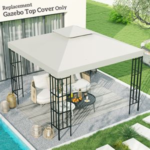 Telo di Ricambio Moderno a 2 Livelli Anti-UV 3x3m per Gazebo, Copertura Bianco Crema per Giardino, Patio, Cortile, Padiglione Esterno - Product Image 2