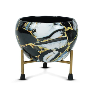 Macetero de Metal Negro con Soporte de Hierro, Macetero Decorativo Moderno para Flores, para Interiores y Exteriores, Decoración del Hogar y Jardín - Product Image 1