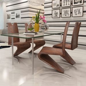 4 pz sedie da pranzo in ecopelle marrone - Product Image 3