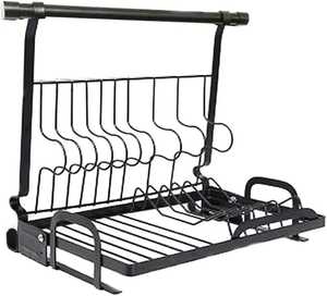 Modern Hexagonal <b>Black</b> Metal Dish Drying Rack Geometric Wire <b>Plate</b> Organizer Kitchen Countertop Storage Drainer Display Stand - Product Image 3