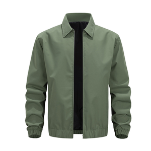 Blouson Bomber Décontracté Personnalisable pour Homme, Col Montant, Couleur Unie, Toile Légère, Coupe Ample, Doublure Polaire, Coupe-Vent pour l'Hiver - Product Image 1