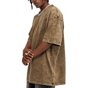 เสื้อยืดผ้าฝ้าย100% ซักด้วยกรดสำหรับผู้ชายเสื้อผ้าแนวสตรีทพิมพ์ลายโลโก้แบบกำหนดเอง - Product Image 3