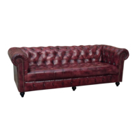 Sofá Chesterfield de Cuero Rojo Oxford de 3 Plazas, Moderno, 2024, Sofá Chesterfield para Restaurante, Muebles para el Hogar de Lujo Más Vendidos