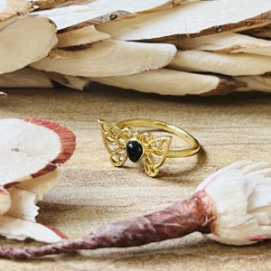 Hot Selling Trendy Butterfly Shape Brass <b>Ring</b> Gold Plated Black Onyx Modern <b>Ring</b> <b>Statement</b> Dainty <b>Ring</b> Wholesale <b>Ring</b> For Women - Product Image 5
