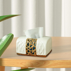 Boîte à mouchoirs en métal avec cadre doré et perles de cristal, pour une décoration coordonnée, disponible au prix de gros. - Product Image 2