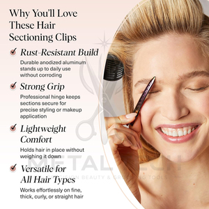 Pinces à cheveux professionnelles en métal anodisé arc-en-ciel, type bec de canard, haute tension, pour salon, ensemble de barrettes de sectionnement dans une pochette zippée – Fournisseur - Product Image 6