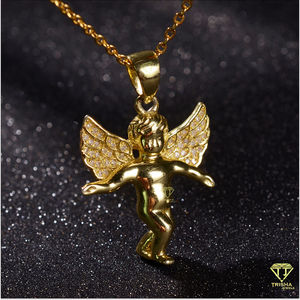 Pendentif ange Hip Hop Moissanite personnalisé pour homme Bijoux Moissanite en argent 925 glacé Pendentif en argent 925 plaqué rhodium - Product Image 3