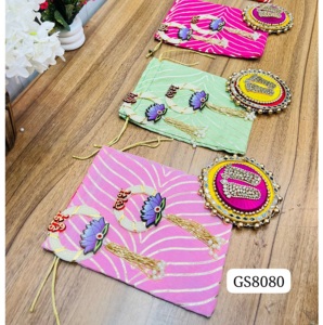 Cotton Decorative <b>Gift</b> Bag with MDF Embellishment Religious Style Traditional Wedding Return <b>Gift</b> Jaipurios Brand Wholesale - Product Image 3