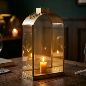 Artisan Design Handmade <b>Brass</b> <b>Lantern</b> Home Decoration Glass Panels Decorative Candle Holder - Product Image 2