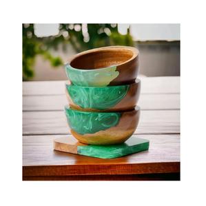 ชามไม้เรซิ่นอีพ็อกซี่คุณภาพสูง ตกแต่งด้วยไม้ธรรมชาติแท้และเรซิ่นคริสตัล สำหรับใช้ตกแต่ง - Product Image 1