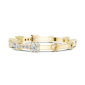 Anillo de Eternidad de Oro Amarillo con Diamantes Cultivados en Laboratorio para Mujer |   Anillo Apilable de Aniversario de Bodas con Corte Redondo y Puntas Compartidas, Regalo - Product Image 4