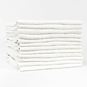 Serviettes de nettoyage commerciales en coton côtelé 100 %, 16x19, 32 oz, durables, blanches, pour usage professionnel, à prix abordable, de la marque Leader Ex. - Product Image 2