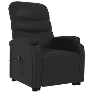 Sillón Reclinable Negro de Piel Sintética, 100% Poliéster con Hierro y Madera de Álamo, Silla Cómoda - Product Image 3