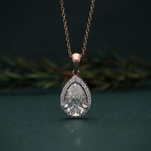 Anillo de diamantes de corte pera cultivados en laboratorio de oro rosa de 18k premium, 3.26 ct, joyería fina para mujer, fabricante de anillos de compromiso de lujo. - Product Image 1