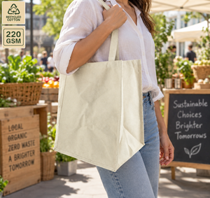 Sac fourre-tout en coton style Tesco (60% recyclé mélangé à 40% RPET) - 27x41x10 cm Couleur Pantone personnalisée Logo sur mesure Qualité export - Product Image 6